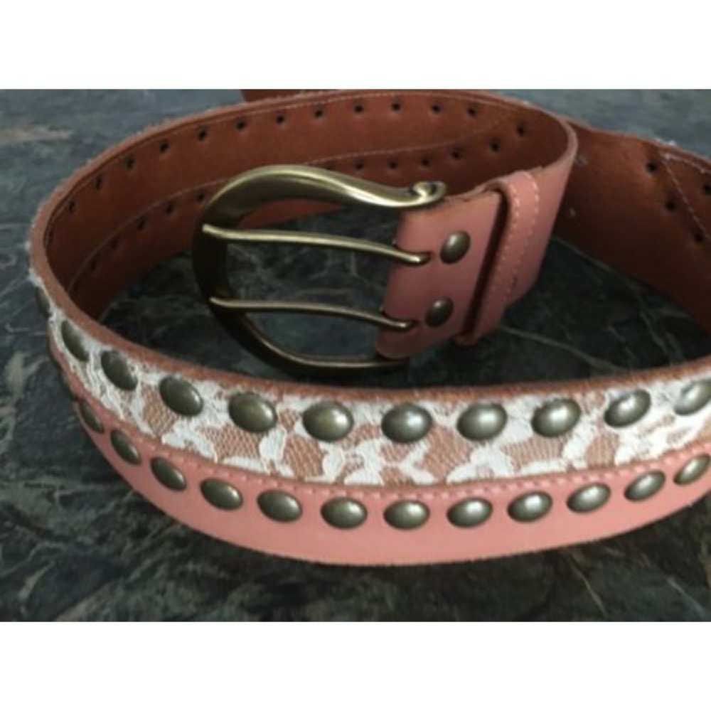 Pelle Collection Rose Lace/studs Leather Belt